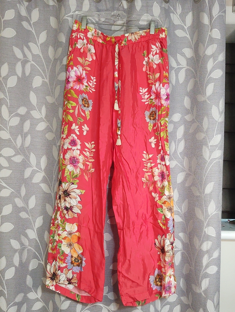 Johnny Was Women’s Floral Wide-Leg Pants - Coral Pink size L